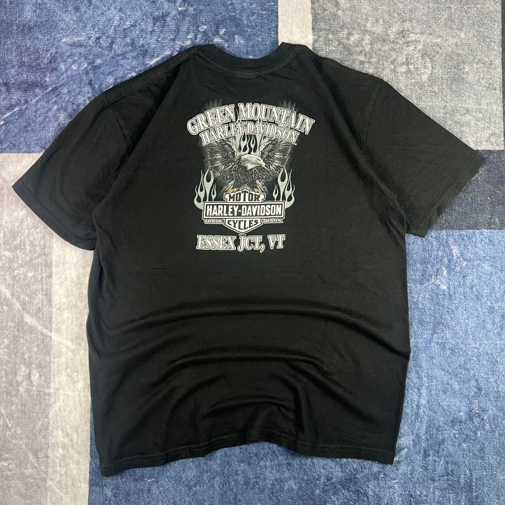 Harley-Davidson Flame Skull Eagle Graphic T-Shirt Mens Black L